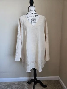 Maurie and Eve Hands On Mini Vestido Beige Algodón Ligero Boho Mujer US 6 - Imagen 1 de 11