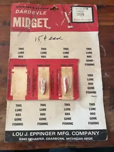 Señuelo de pesca vintage Eppers famoso Dardevle enano exhibición de tienda de cartón - Imagen 1 de 1