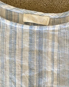 Abito CP Shades bianco blu lino Lagenlook Boho taglia M minimalista spiaggia - Foto 1 di 9