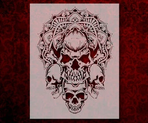 Vintage Mandala Skulls Stencil Template Reusable 8.5 x 11 Inches for Painting - Picture 1 of 3