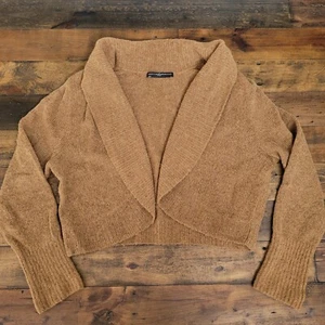 Peruvian Connection Talia Bolero Shrug Camel Brown Cardigan Womens Large Alpaca - Picture 1 of 13