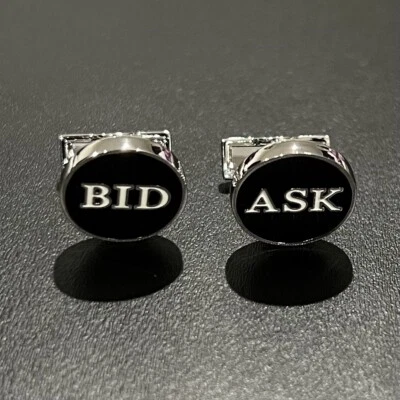 Bid Ask Stock Market Term Cufflinks Men Daily Wear  Cuff Link With Box - Image 1 of 4
