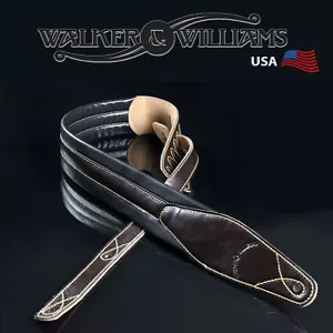 Walker & Williams C-21 Correa de guitarra acolchada de cuero premium marrón oscuro - Imagen 1 de 6