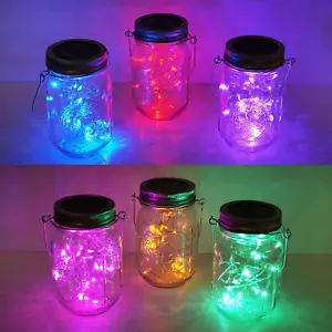Solar Mason Jar Lid Lights, 6 Pack 10 LED Waterproof String Fairy Star Firefly J - Picture 1 of 12