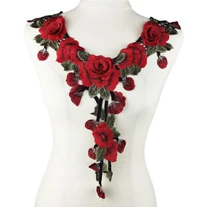 1 PC Colorful Embroidery Rose Applique Flowers Lace Sew On Patch Applique Lac... - Picture 1 of 2