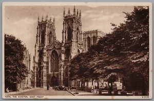 The Minster west-front York Yorkshire England Vintage Postcard - Picture 1 of 2