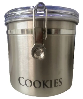 Contenedor hermético para galletas de acero inoxidable Oggi Jumbo 8", usado Foto 1 de 3