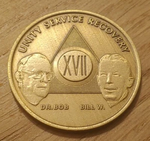 17 Year Alcoholics Anonymous AA Founders Bronze Medallion Coin Sobriety Chip. - Picture 1 of 2
