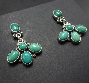 FEDERICO JIMENEZ Sterling Silver BLUE-GREEN TURQUOISE Cluster EARRINGS Pierced - Picture 1 of 14