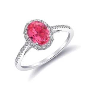 Natural Neon Tanzanian Spinel 1.09ct in 14K White Gold Ring with 0.24ct Diamonds - Picture 1 of 3