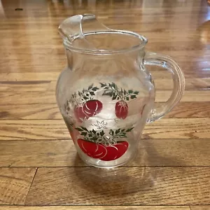 VINTAGE Fruit Kitchen 7 1/2" Tall Glass Pitcher - Picture 1 of 8