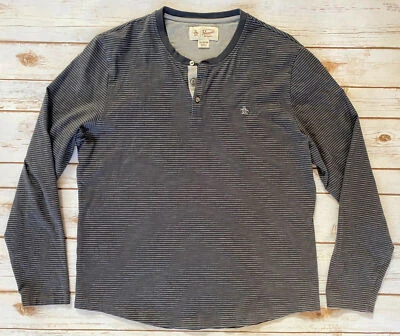 CAMISETA HENLEY ORIGINAL PENGUIN BY MUNSINGWEAR MANGA LARGA GRIS PARA HOMBRE XL USADA EN EXCELENTE ESTADO Foto 1 de 4