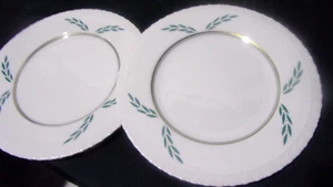 Hanover China Coronation 10.5" Dinner Plates - Green Leaf with Gold Trim - Picture 1 of 11