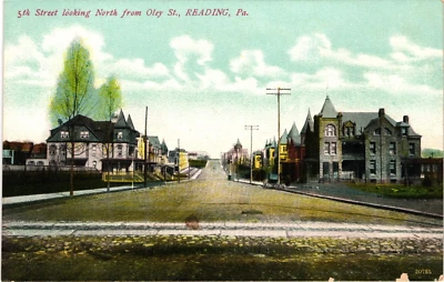 Postal de colección de Pennsylvania Reading Looking North Oley Street PA Foto 1 de 2