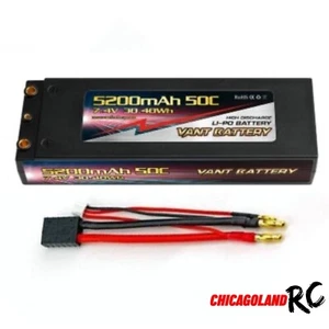 Batteria LiPo VANT 5200mAh 2S 7.4 50C 4MM ADATTA a Traxxas POWER HOBBY SLASH 4X4 - Foto 1 di 1
