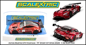Scalextric Aston Martin GT3 Vantage-TF Sport-GT Open 2020 ranura 1:32 coche C4233 - Imagen 1 de 9