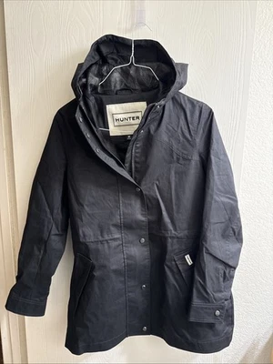 Chaqueta de lluvia Hunter para damas resistente al agua de algodón mediana negra nueva sin etiquetas Foto 1 de 4