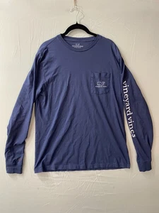 Vineyard Vines Women's Long Sleeve Shirt, Size Medium, Blue with Pocket, Pre-Own - Picture 1 of 12