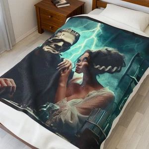 Manta de felpa de terciopelo Bride Of Frankenstein In Love diseño, rústica XXL - Imagen 1 de 13