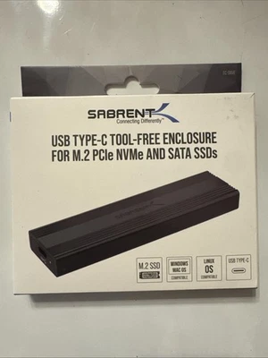 SABRENT USB 3.2 Type-C Tool-Free Enclosure for M.2 PCIe NVMe and SATA SSDs - Image 1 of 4