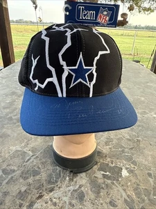 Dallas Cowboys Lightning Bolt schwarz blau Snapback Drew Pearson handsigniert - Bild 1 von 11