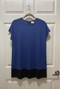 J. Jill Short Sleeve Top Blouse Stretch Colorblock Size S NWT Blue Black - Picture 1 of 7