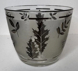 Vintage Libbey Silver Leaf Glass Ice Bucket Mid Century - Picture 1 of 4