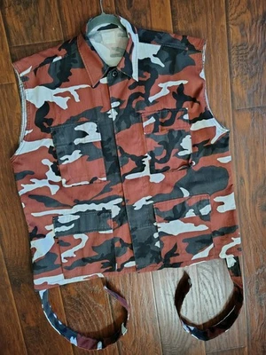Custom sleeveless street wear camo button down shirt size XXL-XXXL Grunge NYC - Image 1 of 4