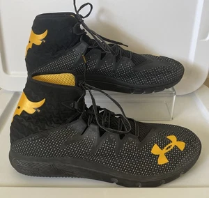 Under Armour Project Rock Delta Highlight 3000251-100 Black Yellow Shoes Mens 15 - Picture 1 of 10