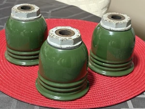 4 Vintage Benjamin Green Porcelain Industrial Barn Pendant Socket Light Fixtures - Picture 1 of 24