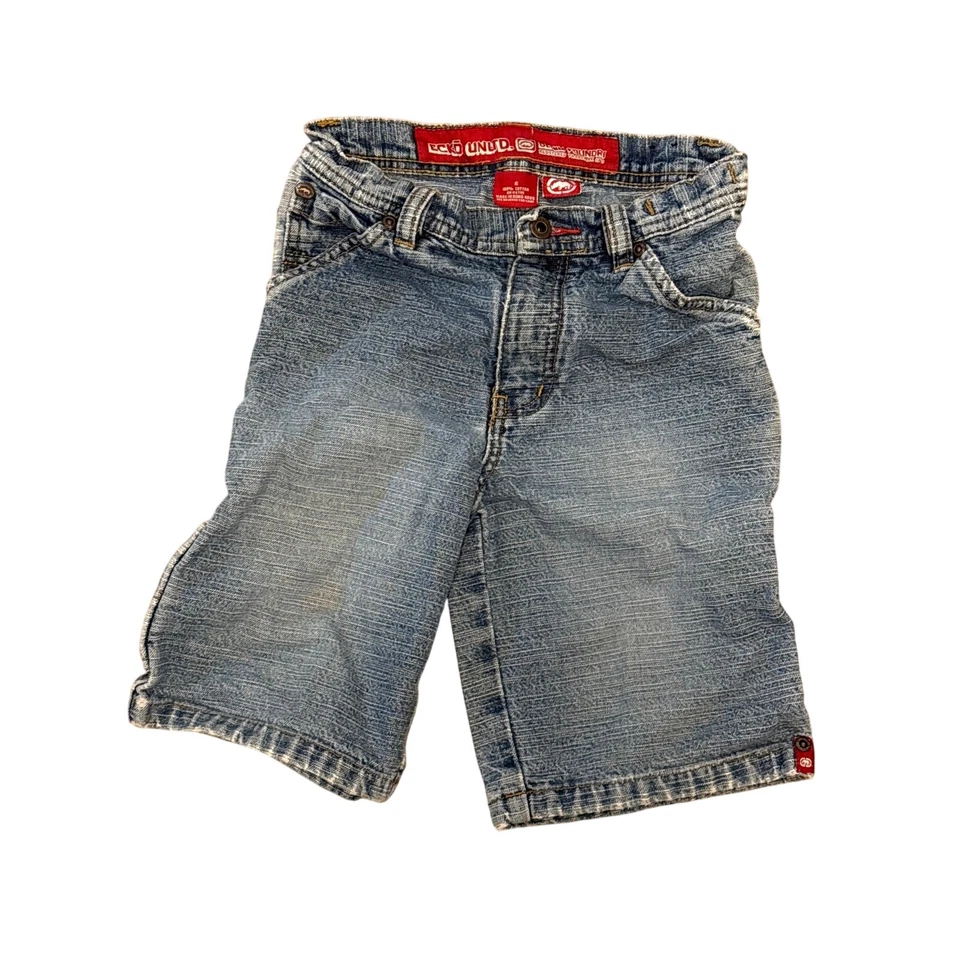 Ecko Unltd. Triboro Denim Factory Jean Pantalones Cortos Largos Sueltos Talla 6 Juvenil Y2K Rinoceronte  Foto 1 de 4