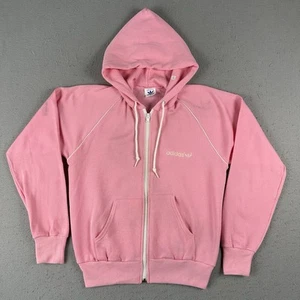 80s Adidas Hoodie Womens Medium Pink Trefoil Full Zip Long Sleeve Sweatshirt - Picture 1 of 23