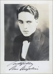 Autógrafo Charlie Chaplin autógrafo Slapstick Tramp El gran dictador - Imagen 1 de 1