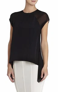 NUEVO BCBG MAX AZRIA NEGRO SAMMIE DOBLADILLO ASIMÉTRICO TOP RXI1S294/AS244 TALLA S - Imagen 1 de 3