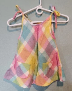 Vintage 60s 70s Handmade Pastel Easter Plaid Check Toddler Size Adjustable Strap - Picture 1 of 8