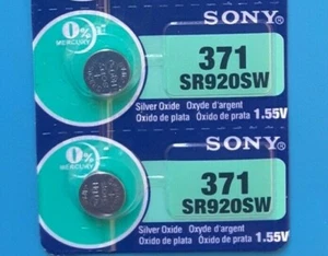 2 Pcs Sony 371 SR920SW Watch Battery 1.55V  AG6, 370, SR69, SR921, Exp. 2026 - Foto 1 di 1
