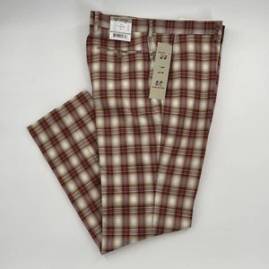 Pantalones de hombre Kent & Park Berry color tostado a cuadros 38 calce moderno tela elástica nuevos - Imagen 1 de 5