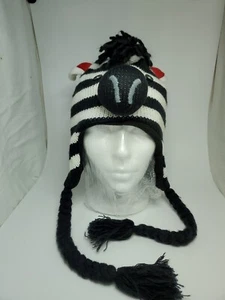 Zebra Nepal Style Hat Womens Mens Unisex OSFM Preowned - Picture 1 of 6