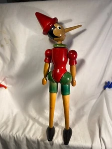 Einzigartige 18" Pinocchio-Figurpuppe mit Holzgelenken SELTENE Version Schauen Sie sich die Hüften an - Bild 1 von 12