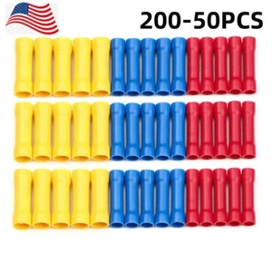 50/200x Insulated Straight Electrical Cable Crimp Terminal Butt Wire Connector - Picture 1 of 13