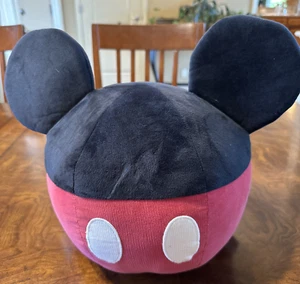 Pottery Barn Kids Pillow Mickey Mouse Shaped Round Throw 11” Plush Ears Corduroy - Picture 1 of 9