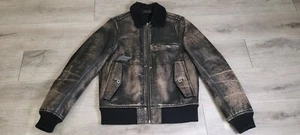 Vintage Y2K Gap Leather Jacket Unisex Brown Full Zip Genuine Leather - Picture 1 of 10