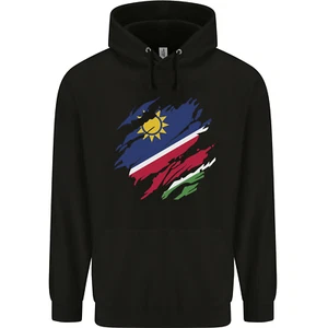 Torn Namibia Flag Namibian Day Football Childrens Kids Hoodie - Picture 1 of 53