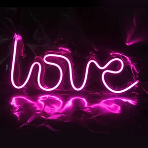 Love LED Neon Light Sign Bedroom Wall Hanging Artwork Decor Wedding Nightlight - Picture 1 of 8