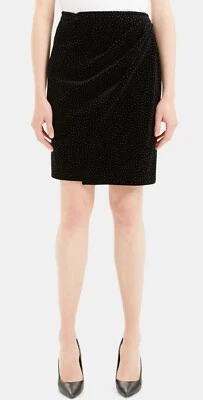 New Theory Pleat Wrap Polka Dot Black Mini Skirt NWT $355 - Image 1 of 4