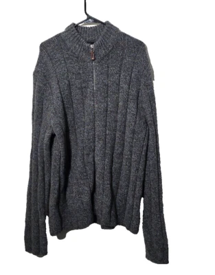 Express Mens Cardigan Sz XL Full Zip Chunky Knit Stretch Mock Neck Wool Blend - Image 1 of 4