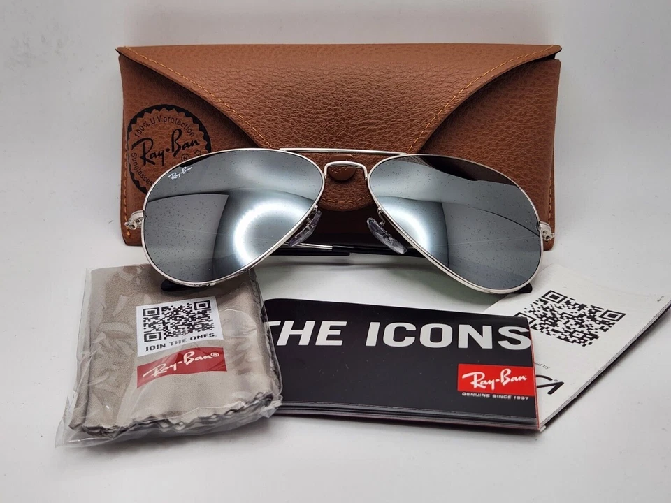 Ray-Ban RB3025 Aviator Mirror Men's Sunglasses - Silver