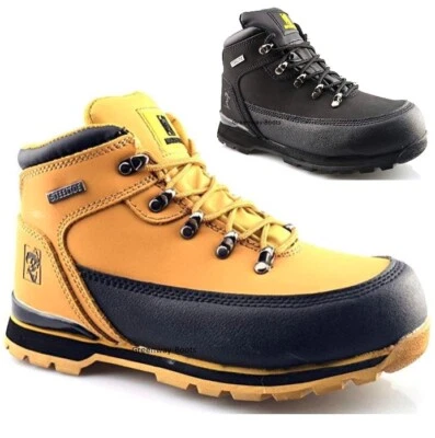 MAXSTEEL MENS LEATHER SAFETY SCUFF CAP WORK BOOTS STEEL TOE CAP SHOES TRAINER HIKER SIZES