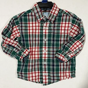Jungen Kleinkind 2T kariertes Button-Down-Hemd authentisch J khaki rot grün weiß - Bild 1 von 3