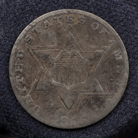 1856 Three Cent Silver Trime -- VF Condition Cover